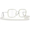 Chanel Sunglasses & Eyewear-- Square Sunglasses - Silver Beige Transparent - Eyewear - Avvenice