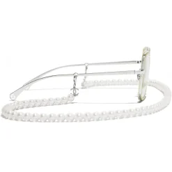 Chanel Sunglasses & Eyewear-- Square Sunglasses - Silver Beige Transparent - Eyewear - Avvenice