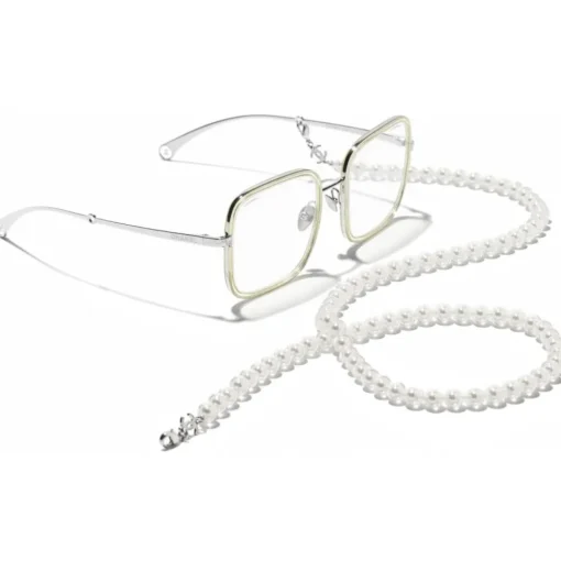 Chanel Sunglasses & Eyewear-- Square Sunglasses - Silver Beige Transparent - Eyewear - Avvenice