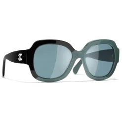 Chanel Sunglasses & Eyewear-- Square Sunglasses - Black Green Blue - Eyewear - Avvenice
