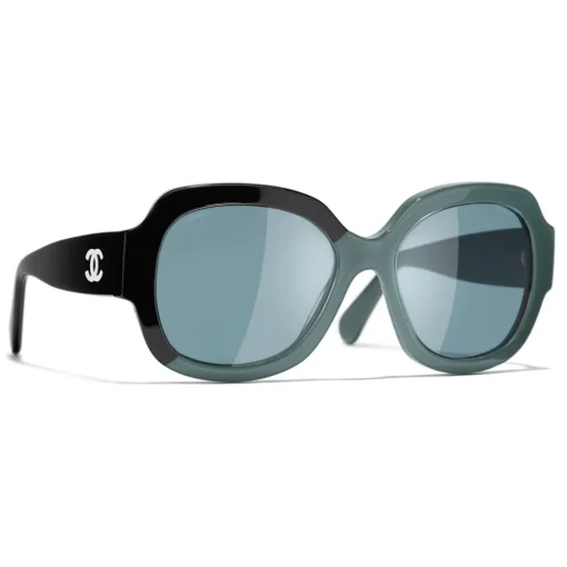 Chanel Sunglasses & Eyewear-- Square Sunglasses - Black Green Blue - Eyewear - Avvenice