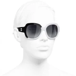 Chanel Sunglasses & Eyewear-- Square Sunglasses - Black White Gray - Eyewear - Avvenice