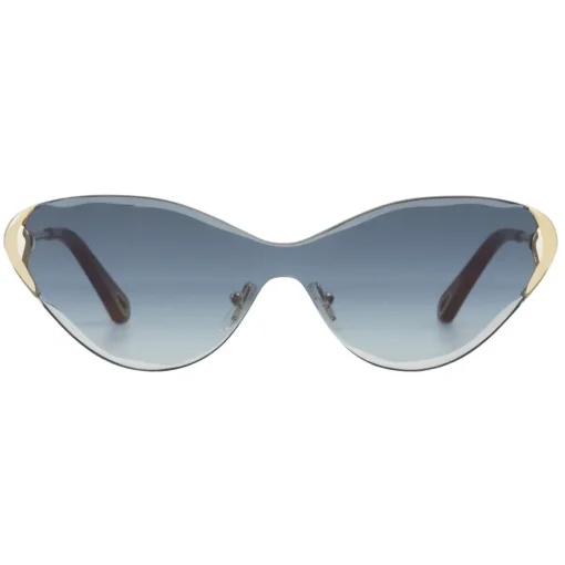 Chlo\u00e9 Eyewear Sunglasses & Eyewear-Chloé - Cat-Eye Curtis Sunglasses in Metal - Gold Blue - Chloé Eyewear - Avvenice