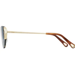 Chlo\u00e9 Eyewear Sunglasses & Eyewear-Chloé - Cat-Eye Curtis Sunglasses in Metal - Gold Blue - Chloé Eyewear - Avvenice
