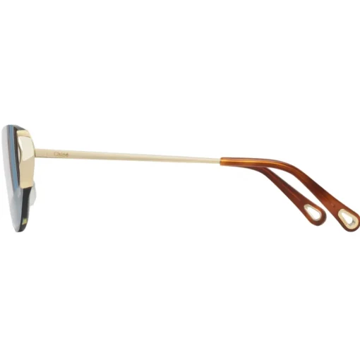 Chlo\u00e9 Eyewear Sunglasses & Eyewear-Chloé - Cat-Eye Curtis Sunglasses in Metal - Gold Blue - Chloé Eyewear - Avvenice