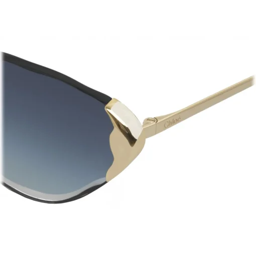 Chlo\u00e9 Eyewear Sunglasses & Eyewear-Chloé - Cat-Eye Curtis Sunglasses in Metal - Gold Blue - Chloé Eyewear - Avvenice