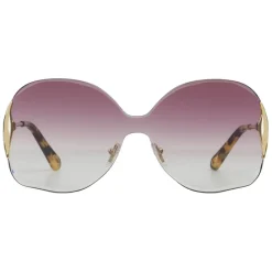 Chlo\u00e9 Eyewear Sunglasses & Eyewear-Chloé - Curtis Squared Metal Sunglasses - Gold Purple - Chloé Eyewear - Avvenice