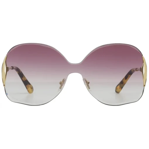 Chlo\u00e9 Eyewear Sunglasses & Eyewear-Chloé - Curtis Squared Metal Sunglasses - Gold Purple - Chloé Eyewear - Avvenice