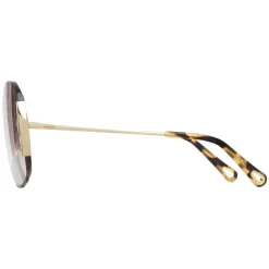 Chlo\u00e9 Eyewear Sunglasses & Eyewear-Chloé - Curtis Squared Metal Sunglasses - Gold Purple - Chloé Eyewear - Avvenice