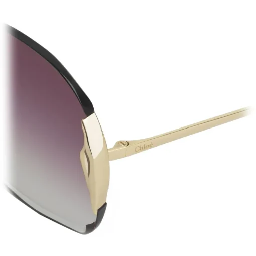 Chlo\u00e9 Eyewear Sunglasses & Eyewear-Chloé - Curtis Squared Metal Sunglasses - Gold Purple - Chloé Eyewear - Avvenice