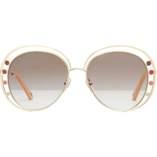 Chlo\u00e9 Eyewear Sunglasses & Eyewear-Chloé - Delilah Metal Aviator Sunglasses for Women - Gold Brown - Chloé Eyewear - Avvenice
