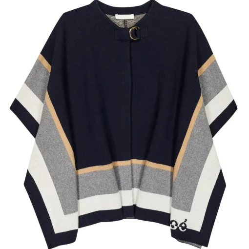 Chlo\u00e9 Jackets-Chloé - Kids Striped Knitted Cape - Chloé Exclusive Luxury Collection - Avvenice