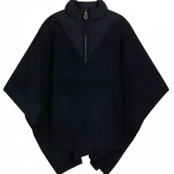 Chlo\u00e9 Jackets-Chloé - Navy Blue Logo Plaque Cape - Chloé Exclusive Luxury Collection - Avvenice