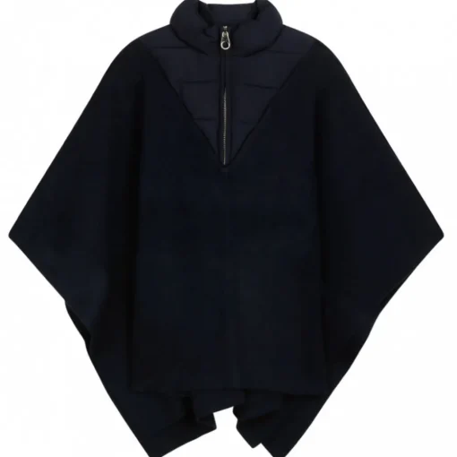 Chlo\u00e9 Jackets-Chloé - Navy Blue Logo Plaque Cape - Chloé Exclusive Luxury Collection - Avvenice