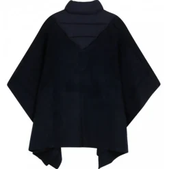 Chlo\u00e9 Jackets-Chloé - Navy Blue Logo Plaque Cape - Chloé Exclusive Luxury Collection - Avvenice