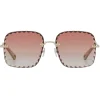 Chlo\u00e9 Eyewear Sunglasses & Eyewear-Chloé - Square Rosie Sunglasses in Metal - Gold Coral - Chloé Eyewear - Avvenice