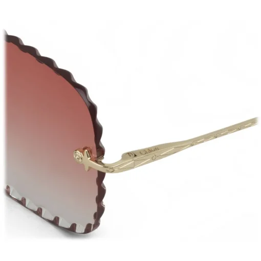 Chlo\u00e9 Eyewear Sunglasses & Eyewear-Chloé - Square Rosie Sunglasses in Metal - Gold Coral - Chloé Eyewear - Avvenice