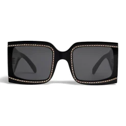 C\u00e9line Eyewear Sunglasses & Eyewear-Céline - Oversized Sunglasses in Acetate with Crystals and Metal - Black - Sunglasses - Céline Eyewear - Avvenice
