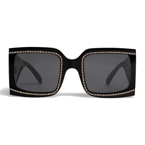 C\u00e9line Eyewear Sunglasses & Eyewear-Céline - Oversized Sunglasses in Acetate with Crystals and Metal - Black - Sunglasses - Céline Eyewear - Avvenice