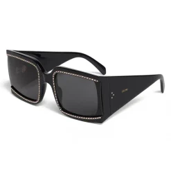 C\u00e9line Eyewear Sunglasses & Eyewear-Céline - Oversized Sunglasses in Acetate with Crystals and Metal - Black - Sunglasses - Céline Eyewear - Avvenice
