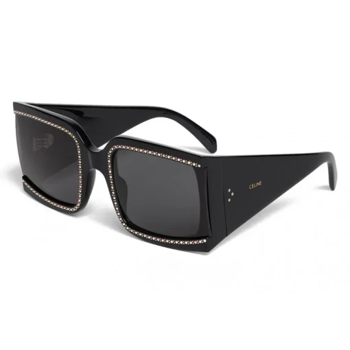 C\u00e9line Eyewear Sunglasses & Eyewear-Céline - Oversized Sunglasses in Acetate with Crystals and Metal - Black - Sunglasses - Céline Eyewear - Avvenice