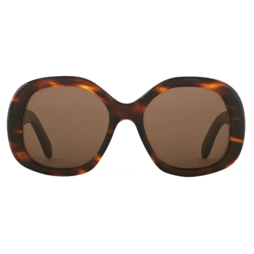 C\u00e9line Eyewear Sunglasses & Eyewear-Céline - Round S163 Sunglasses in Acetate - Striped Havana - Sunglasses - Céline Eyewear - Avvenice