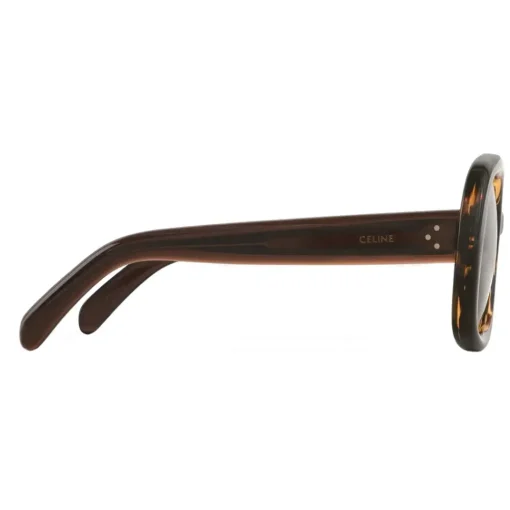 C\u00e9line Eyewear Sunglasses & Eyewear-Céline - Round S163 Sunglasses in Acetate - Striped Havana - Sunglasses - Céline Eyewear - Avvenice