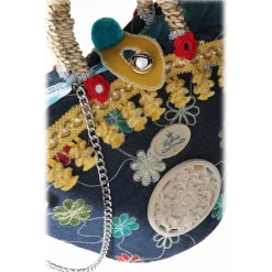 Coffarte Bags-- Medium Jeans Coffa - Sicilian Artisan Handbag - Sicilian Coffa - Luxury High Quality Handicraft Bag - Avvenice