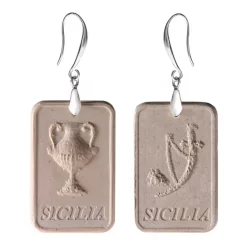 Coffarte Earrings-- Sicilian Aces Earrings - Money and Stick - Artisan Earrings in Ceramic - Luxury High Quality Handcraft Earrings - Avvenice