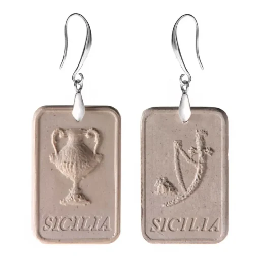 Coffarte Earrings-- Sicilian Aces Earrings - Money and Stick - Artisan Earrings in Ceramic - Luxury High Quality Handcraft Earrings - Avvenice