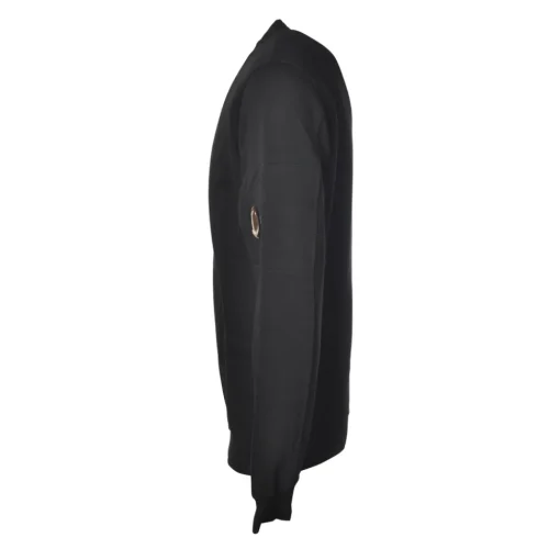 C.P. Company Sweatshirts-- Crewneck Sweatshirt with Logo - Black - Luxury Exclusive Collection - Avvenice