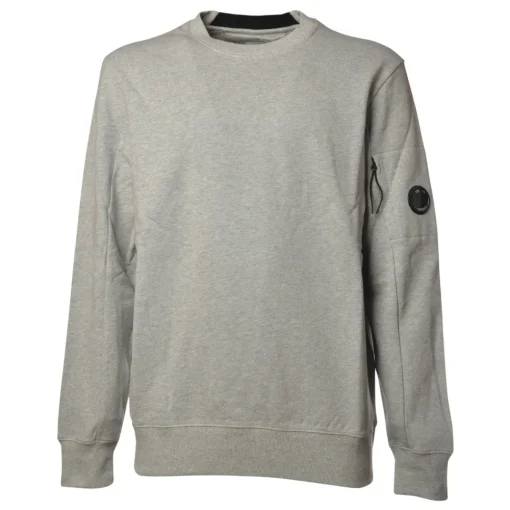C.P. Company Sweatshirts-- Crewneck Sweatshirt with Logo - Melange Grey - Sweatshirt - Luxury Exclusive Collection - Avvenice