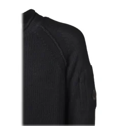 C.P. Company Knitwears-- Round Neck with Embossed Sleeve - Black - Shirt - Luxury Exclusive Collection - Avvenice
