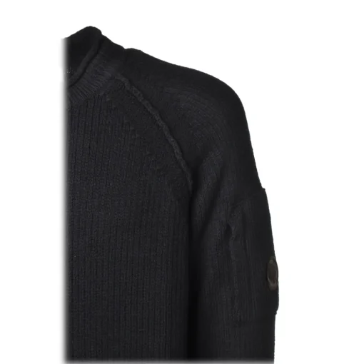 C.P. Company Knitwears-- Round Neck with Embossed Sleeve - Black - Shirt - Luxury Exclusive Collection - Avvenice