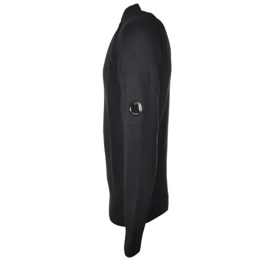 C.P. Company Knitwears-- Round Neck with Embossed Sleeve - Black - Shirt - Luxury Exclusive Collection - Avvenice