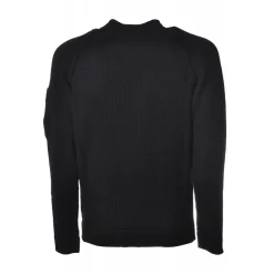 C.P. Company Knitwears-- Round Neck with Embossed Sleeve - Black - Shirt - Luxury Exclusive Collection - Avvenice