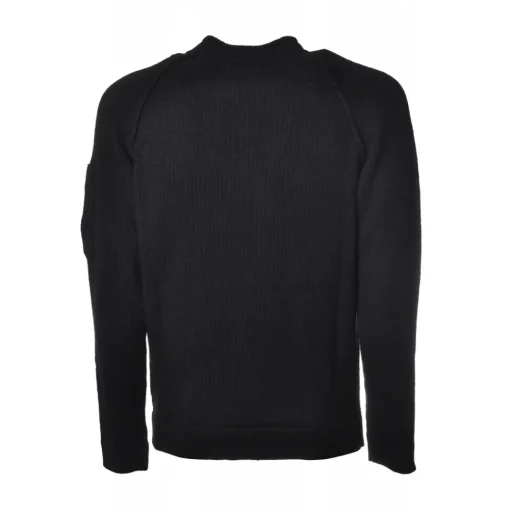 C.P. Company Knitwears-- Round Neck with Embossed Sleeve - Black - Shirt - Luxury Exclusive Collection - Avvenice