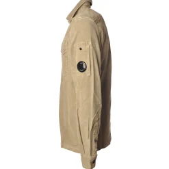 C.P. Company Shirts-- Shirt With Front Pocket and Logo - Beige - Shirts - Luxury Exclusive Collection - Avvenice