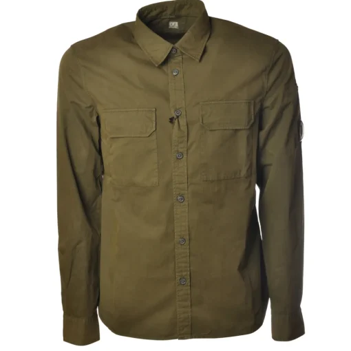 C.P. Company Shirts-- Sports Shirt with Pockets And Logo - Green - Shirts - Luxury Exclusive Collection - Avvenice