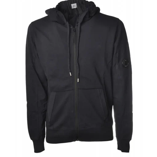 C.P. Company Sweatshirts-- Sweatshirt With Central Front Zip - Blue - Sweatshirt - Luxury Exclusive Collection - Avvenice