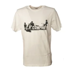 C.P. Company T-shirt-- T-Shirt with Front Print - Cream - Sweater - Luxury Exclusive Collection - Avvenice