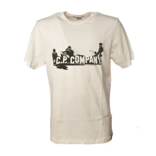 C.P. Company T-shirt-- T-Shirt with Front Print - Cream - Sweater - Luxury Exclusive Collection - Avvenice