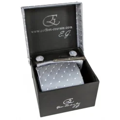 Coffret Cravates E.G. Ties & Bow Ties-Cravates E.G. - Polka Dot Tie - Ice Gray - Avvenice