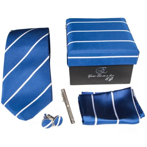 Coffret Cravates E.G. Ties & Bow Ties-Cravates E.G. - Single Stripe Tie - Cobalt Blue - Avvenice