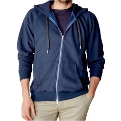 Cruna Tops-- Bel Air Sweatshirt in Cotton and Cashmere - 386 - Navy - Handmade in Italy - Luxury High Quality Sweatshirt - Avvenice