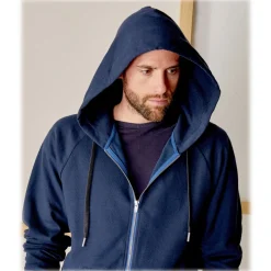 Cruna Tops-- Bel Air Sweatshirt in Cotton and Cashmere - 386 - Navy - Handmade in Italy - Luxury High Quality Sweatshirt - Avvenice
