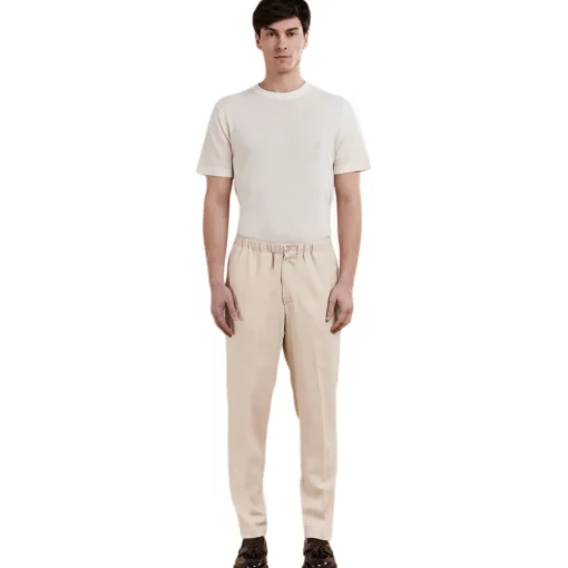 Cruna Trousers-- Burano Trousers - 1509 - Ecru - Handmade in Italy - Luxury High Quality Collection - Avvenice