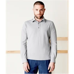 Cruna Tops-- Cannes Long Sleeves Polo - 573 - Grey - Handmade in Italy - Luxury High Quality Sweatshirt - Avvenice