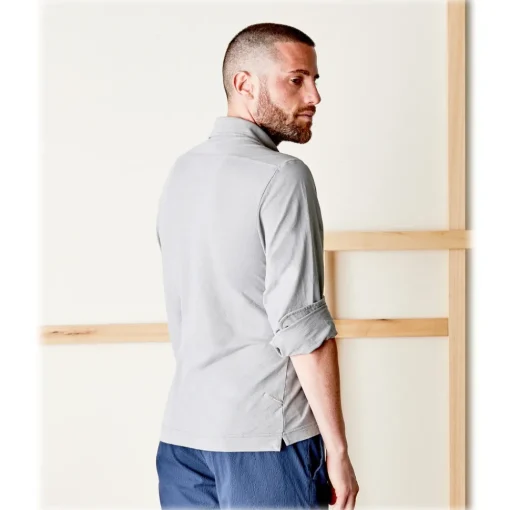 Cruna Tops-- Cannes Long Sleeves Polo - 573 - Grey - Handmade in Italy - Luxury High Quality Sweatshirt - Avvenice