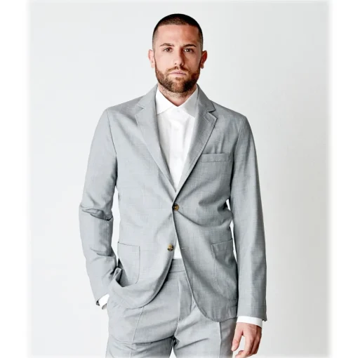 Cruna Jackets-- Chelsea Fresh Wool Jacket - 560 - Light Grey - Handmade in Italy - Luxury High Quality Jacket - Avvenice